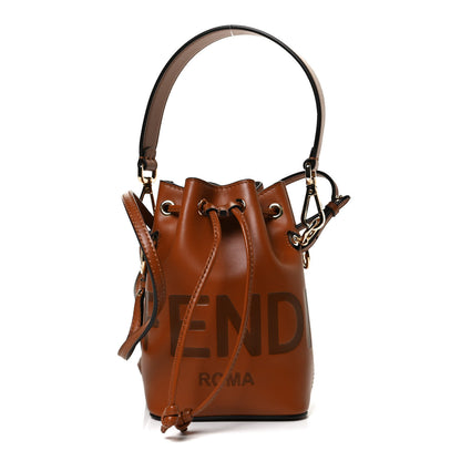 Fendi Vitello King F is Fendi Logo Embossed Mini Mon Tresor Bucket Bag Cuoio 2 of 11