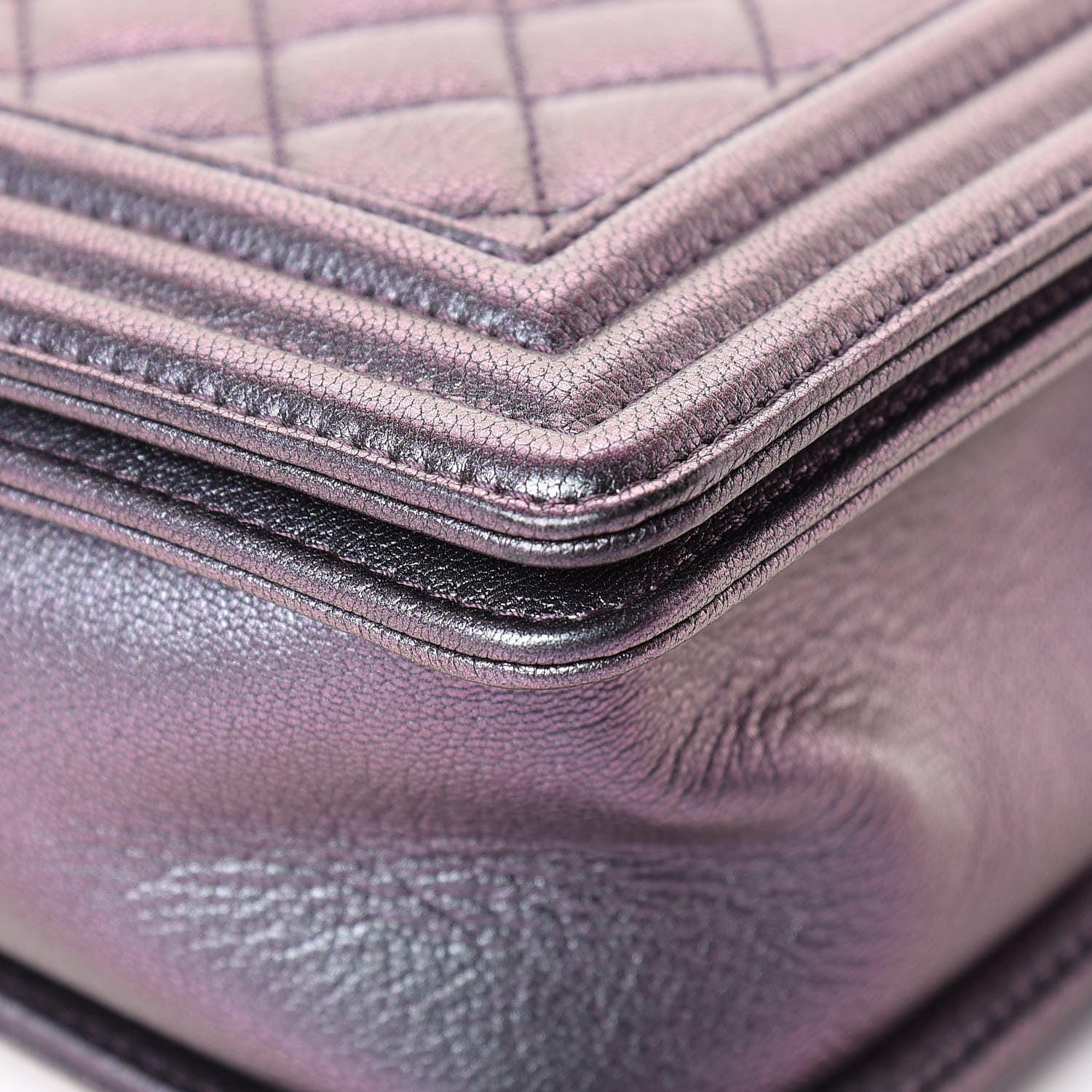 Chanel Iridescent Goatskin Quilted New Medium Boy Flap Purple 10 of 17