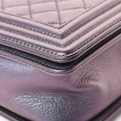 Chanel Iridescent Goatskin Quilted New Medium Boy Flap Purple 10 of 17