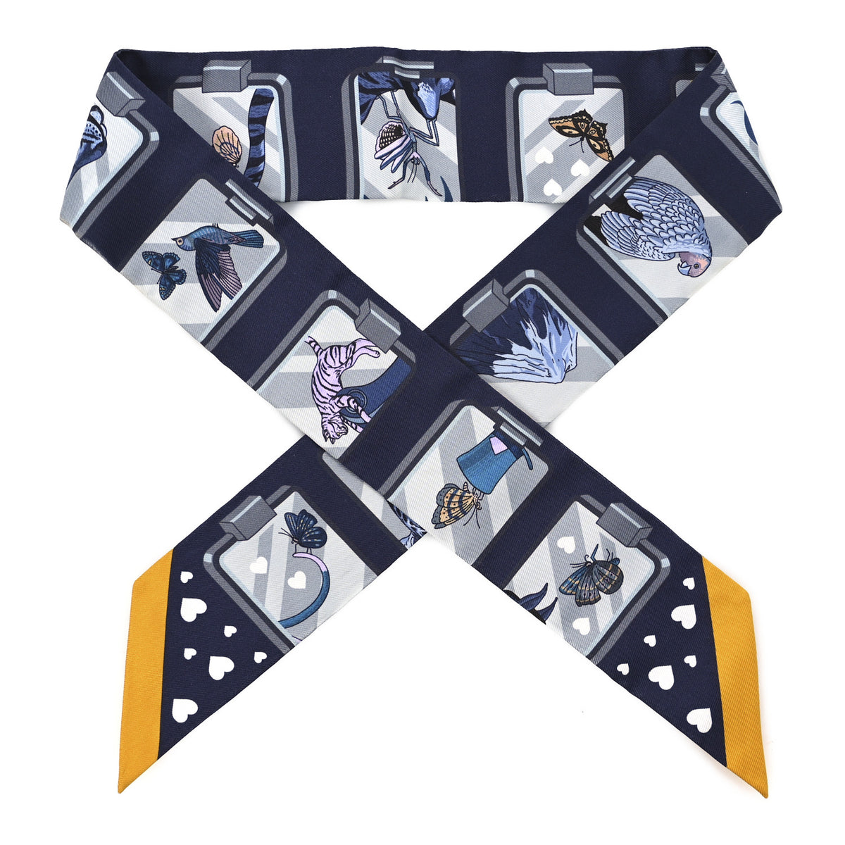 Hermes Silk Story Twilly Marine Gris Gold 1 of 4