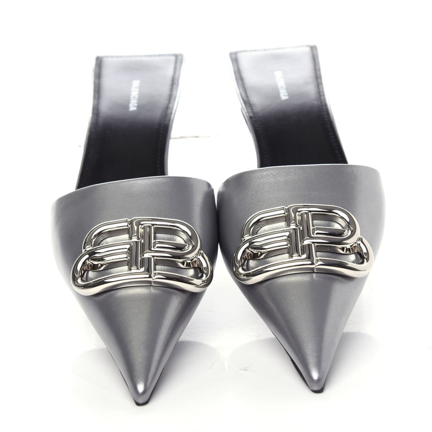 Calfskin BB Pointy Toe Mule 36 Gray