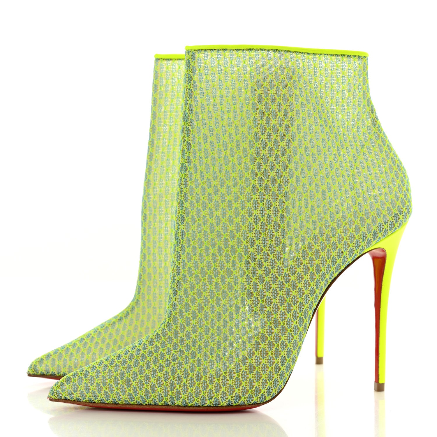Christian Louboutin Lace Denim Gipsybootie 100 Ankle Boots Jeans 39 Fluo 3 of 12