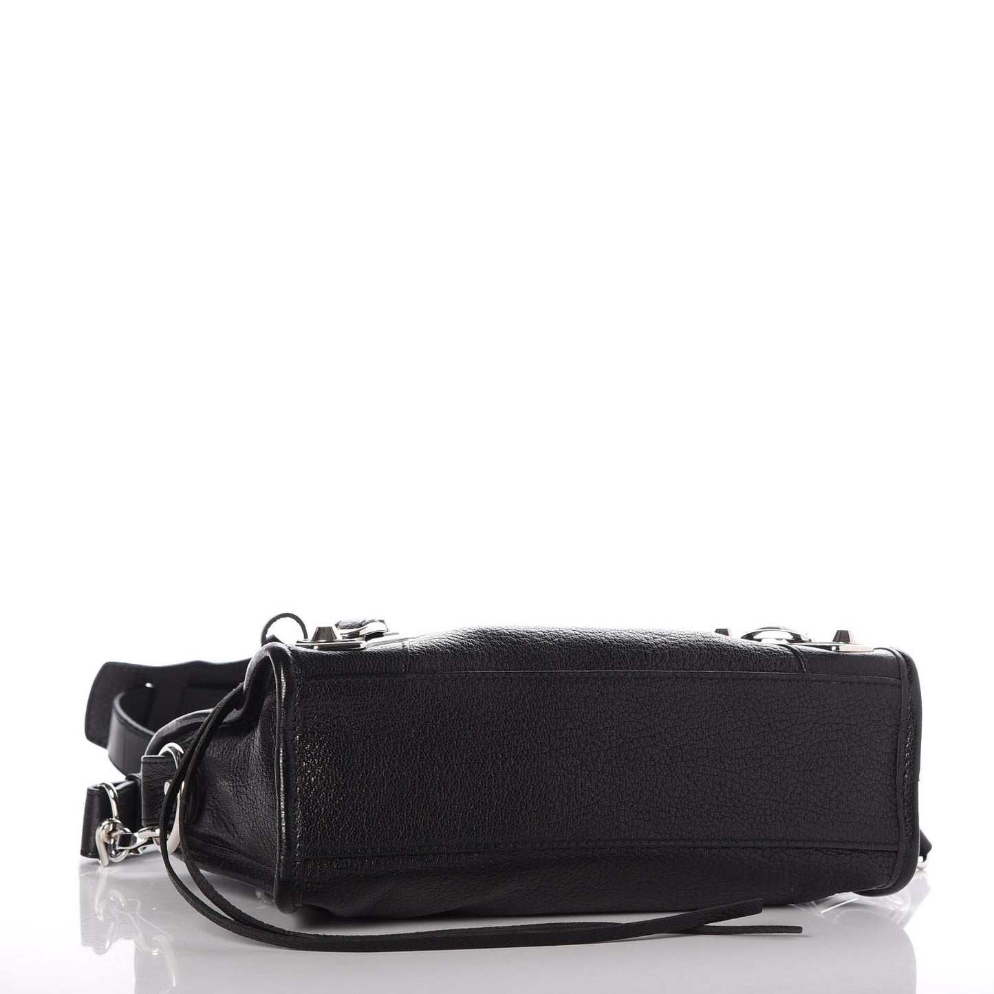 Chevre Silver Metallic Edge Hardware Mini City Black