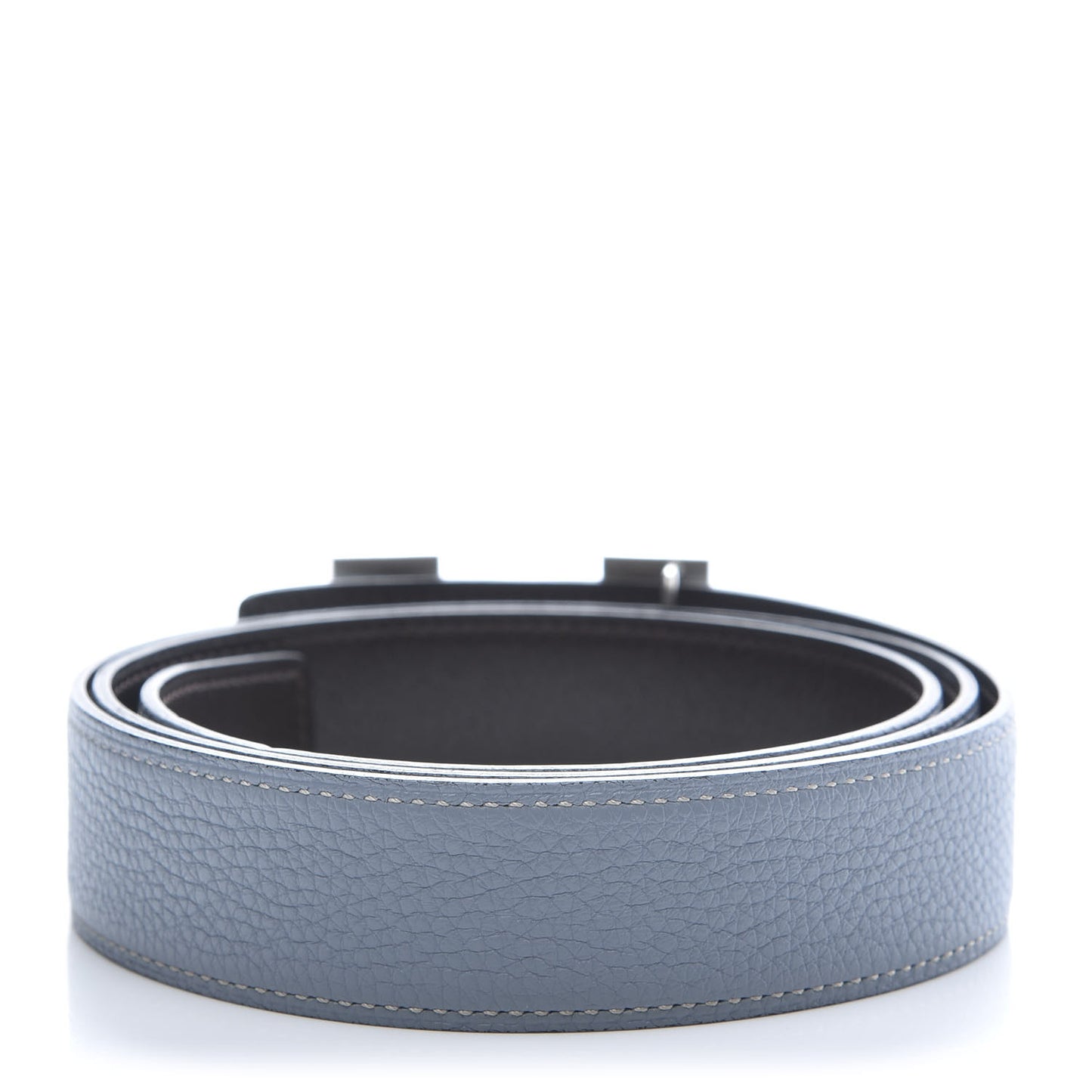 Box Togo 32mm Guilloche H Belt 100 Bleu Lin Chocolate