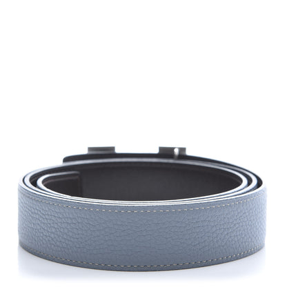 Hermes Box Togo 32mm Guilloche H Belt 100 Bleu Lin Chocolate 2 of 8
