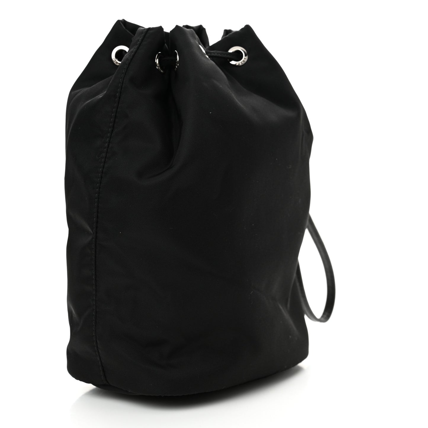 Saffiano Tessuto Nylon Vela Bucket Wristlet Black