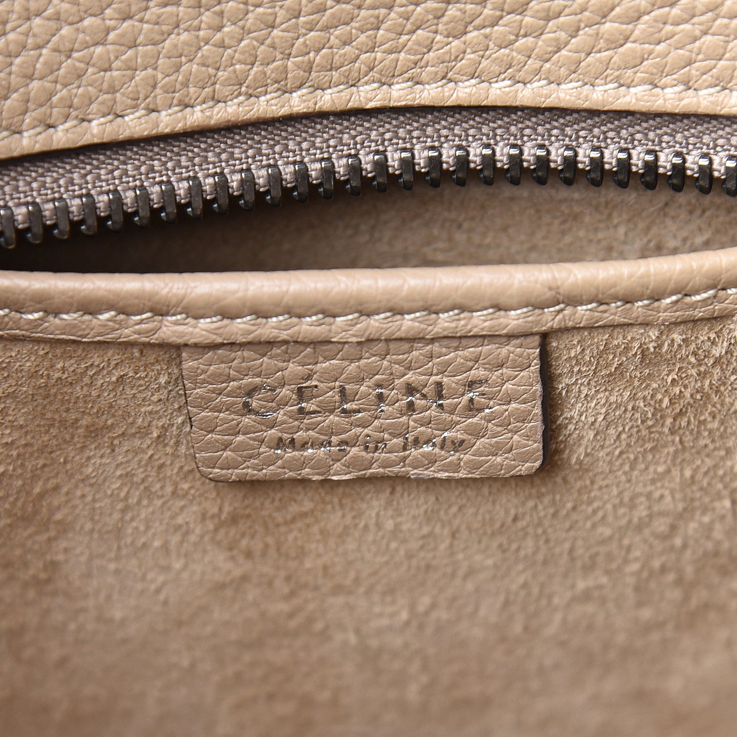 Celine Drummed Calfskin Nano Luggage Dune 6 of 15