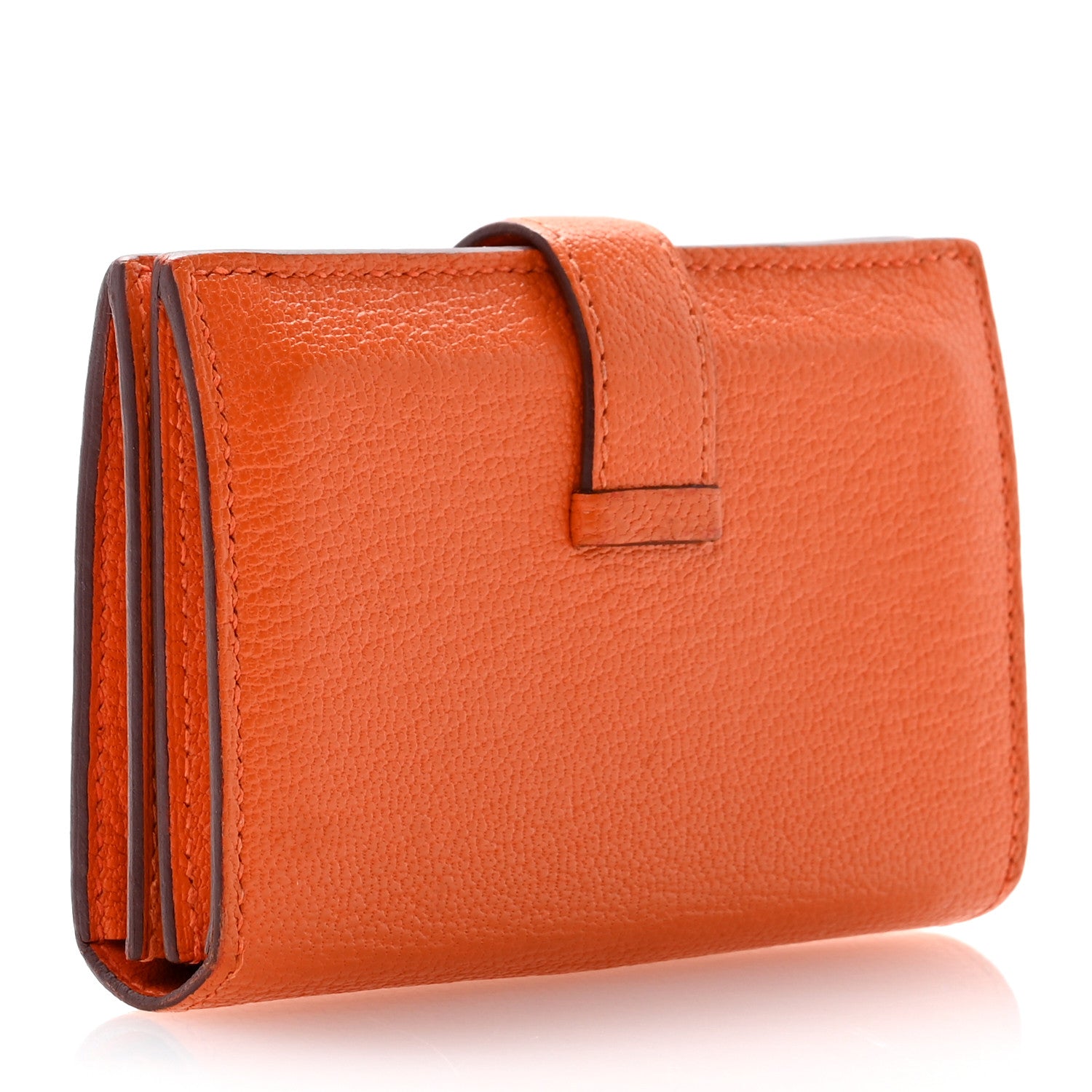 Hermes Chevre Mysore Bearn Card Holder Wallet Orange 1603517