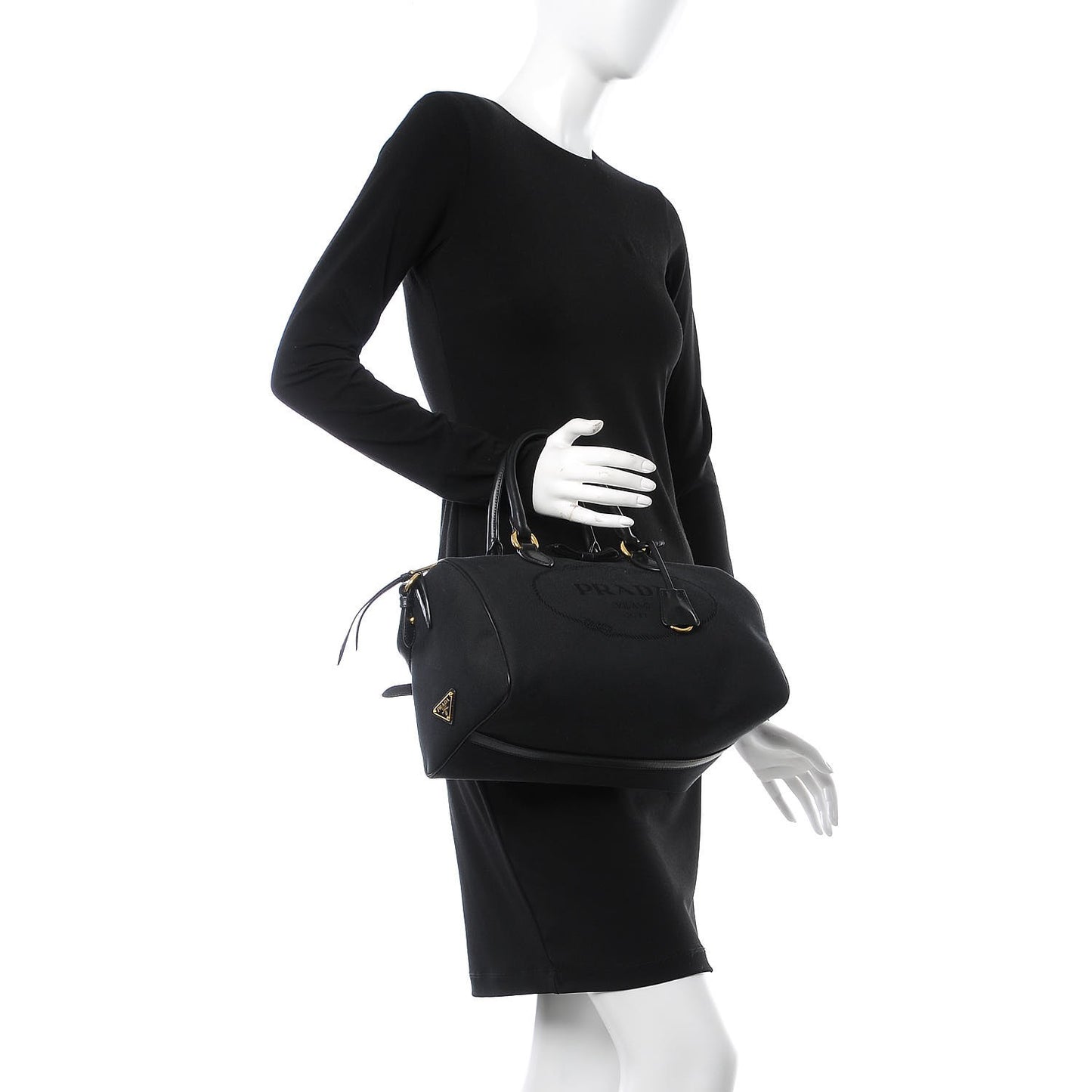 Jacquard Logo Bauletto Top Handle Black