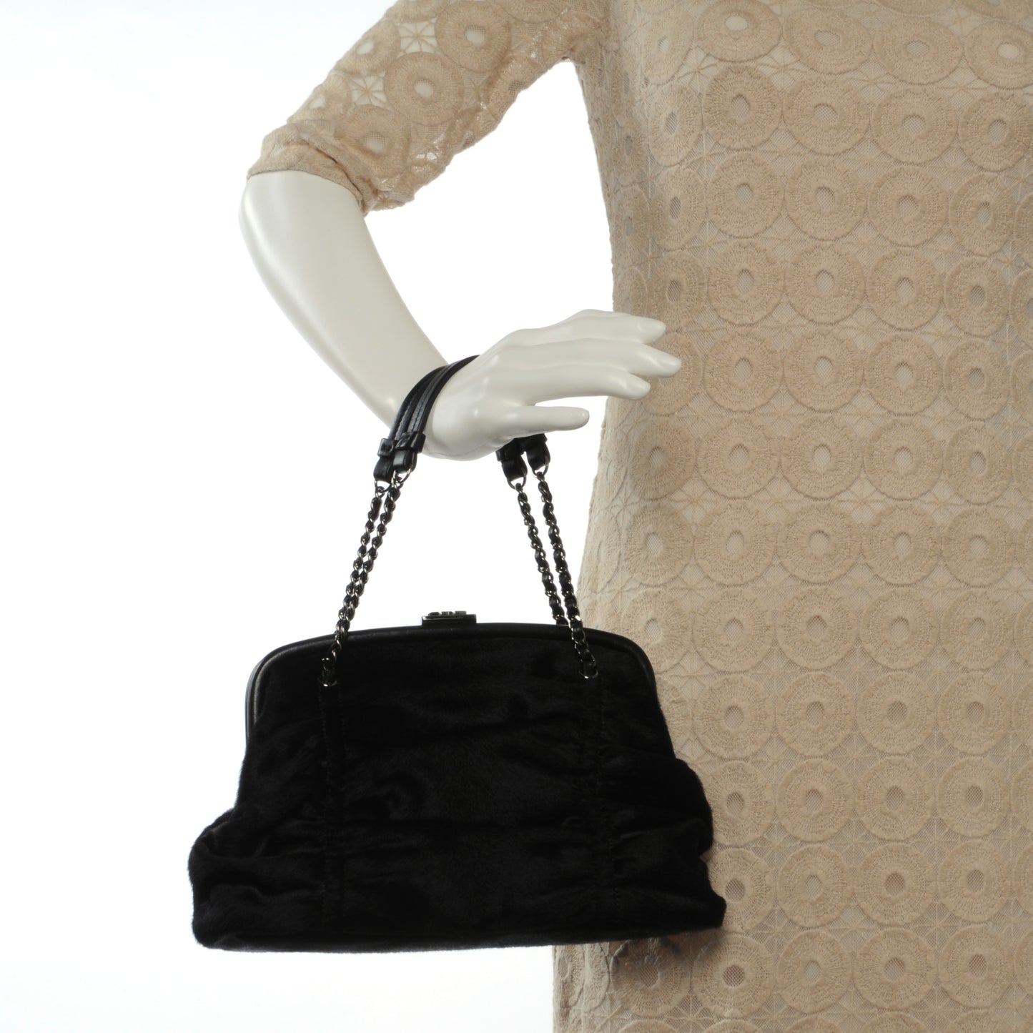Pony Hair Small Sharpei Frame Tote Black
