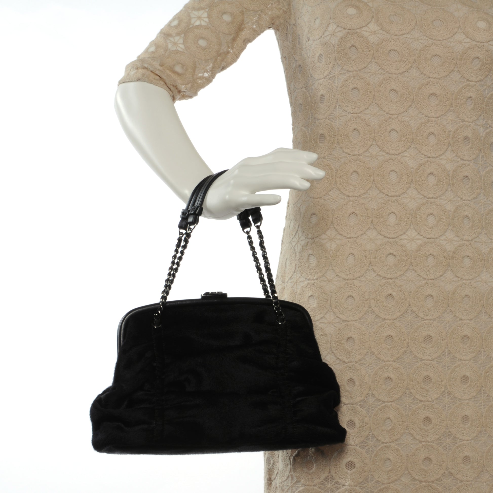Chanel Pony Hair Small Sharpei Frame Tote Black 2 of 8