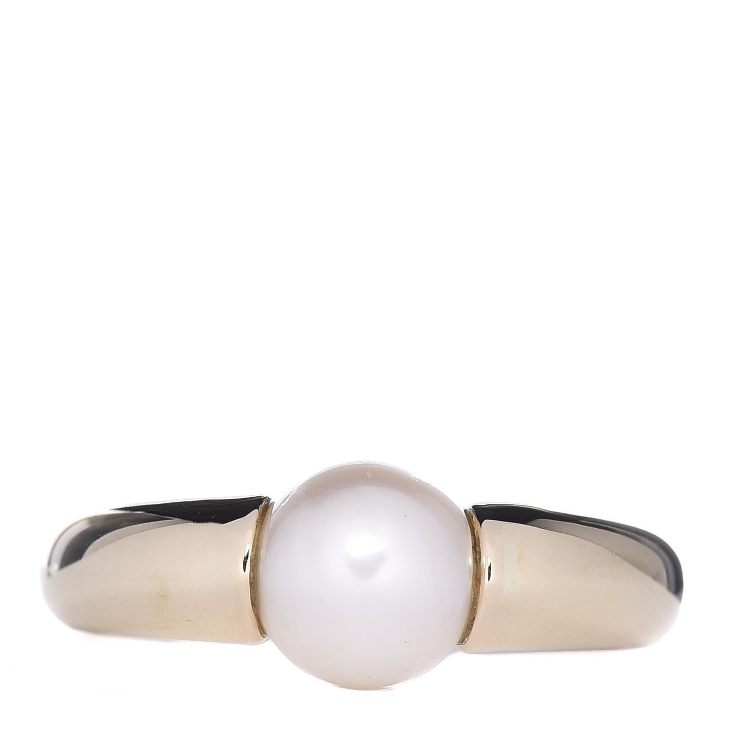 18K Yellow Gold Pearl 8mm Cocktail Ring 47 4