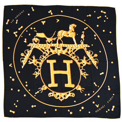 Hermes Silk Vif Argent Scarf 90 Black 1 of 5