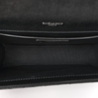 Saint Laurent Grain De Poudre Textured Mixed Matelasse Triquilt Medium Monogram Satchel Black 5 of 9
