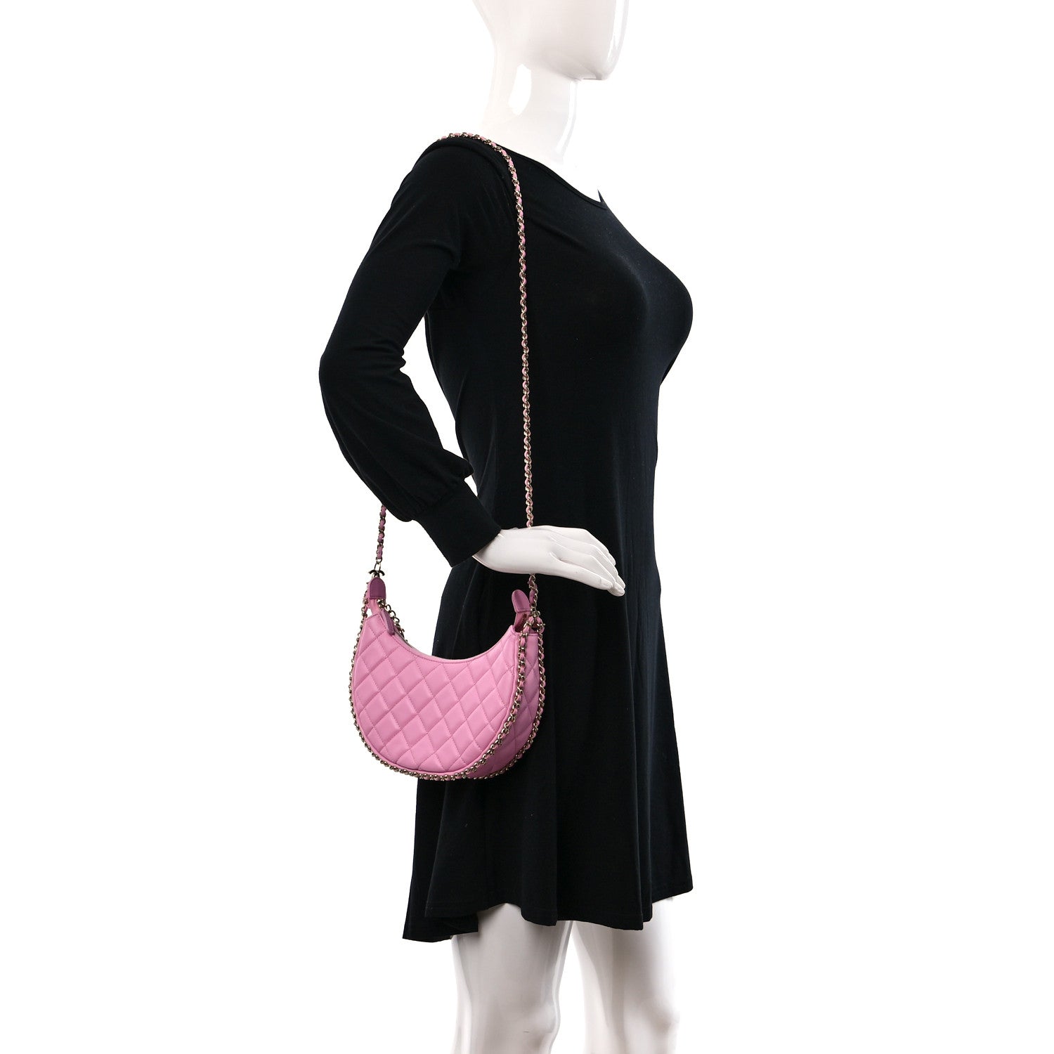 Chanel Lambskin Quilted Chain Around Hobo Pink 2 of 11
