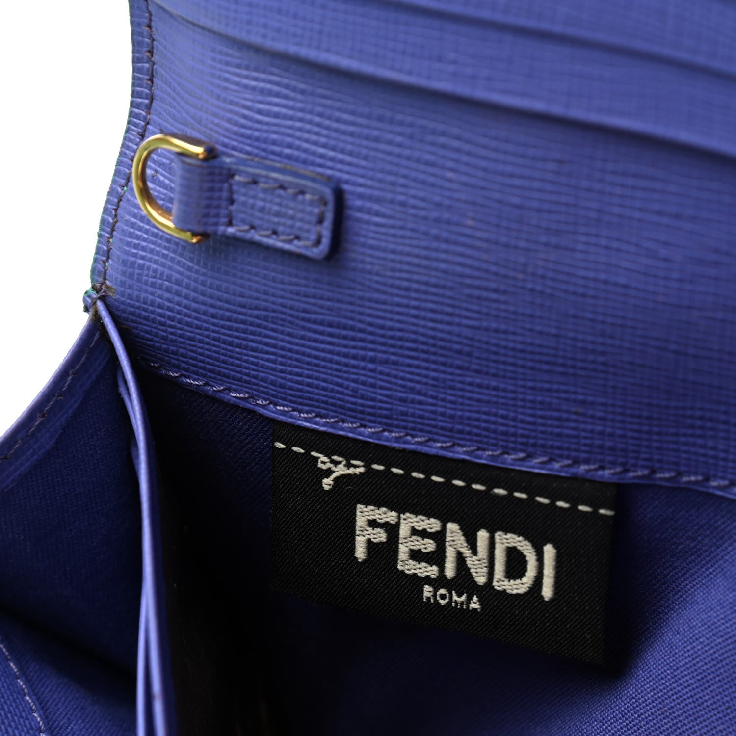 Fendi Vitello Elite Bi-Color Continental Wallet On Chain Tiffany Cassis 7 of 7