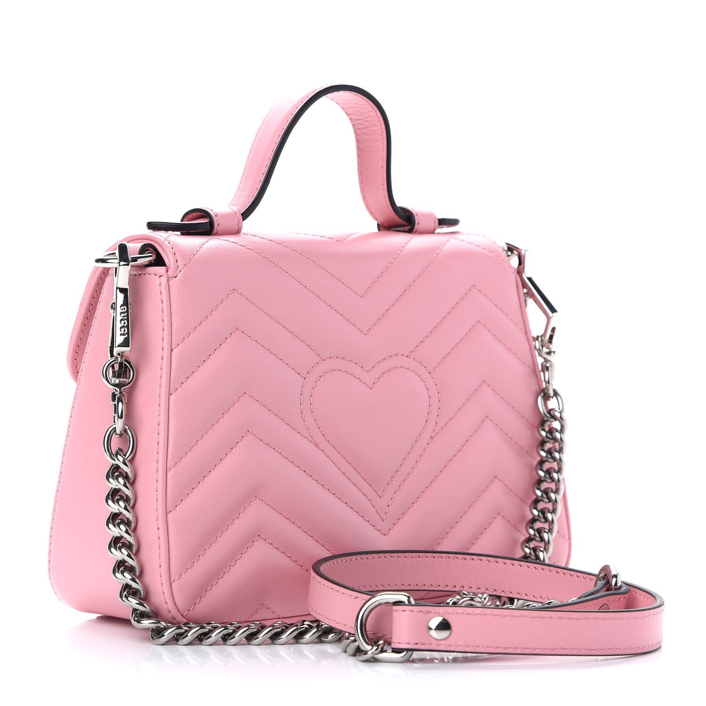 Calfskin Matelasse Mini GG Marmont Top Handle Shoulder Bag Wild Rose