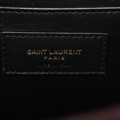 Saint Laurent Lambskin Mixed Matelasse Triquilt Medium Monogram Satchel Burgundy 6 of 11