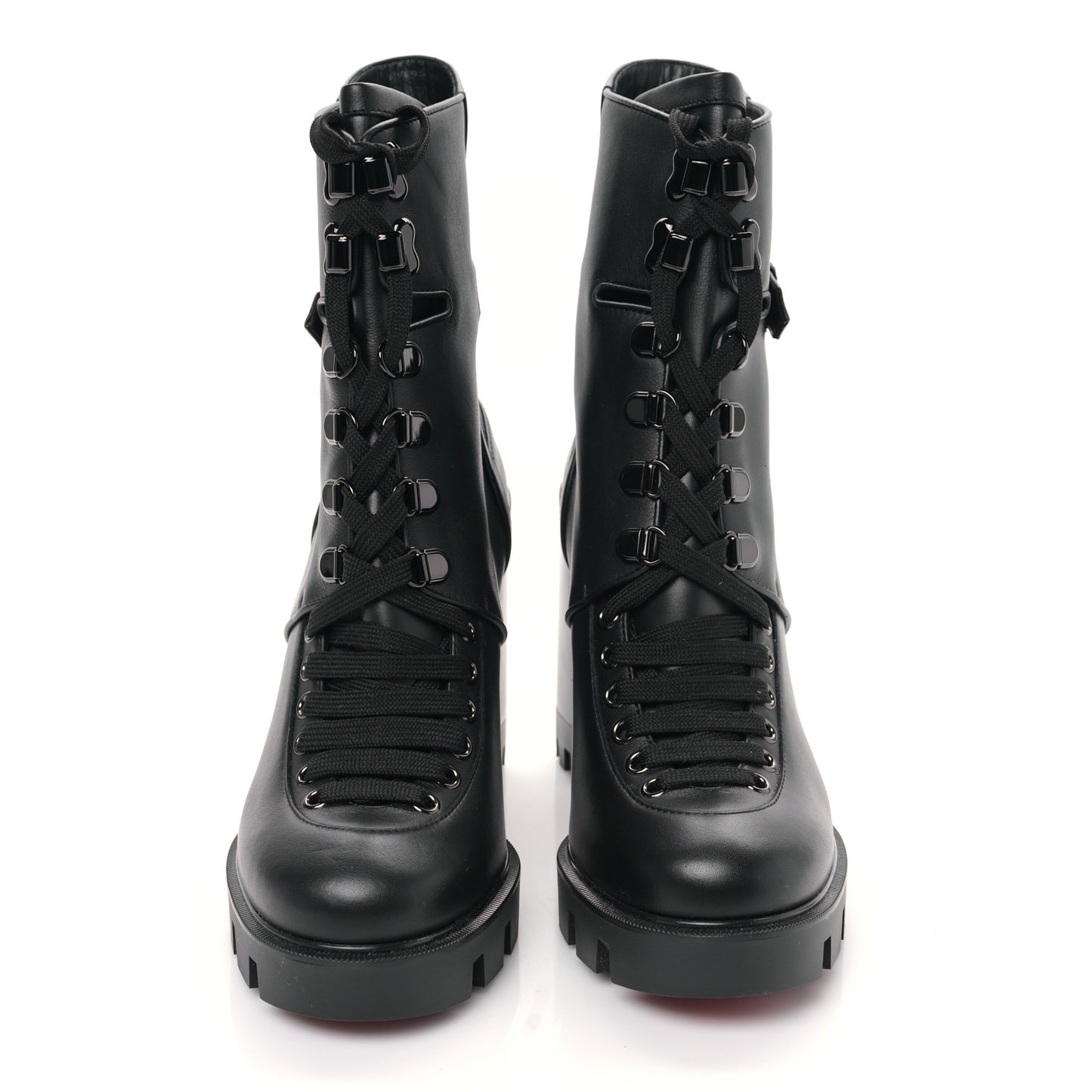 Calfskin Macademia 100 Biker Platform Boots 39.5 Black