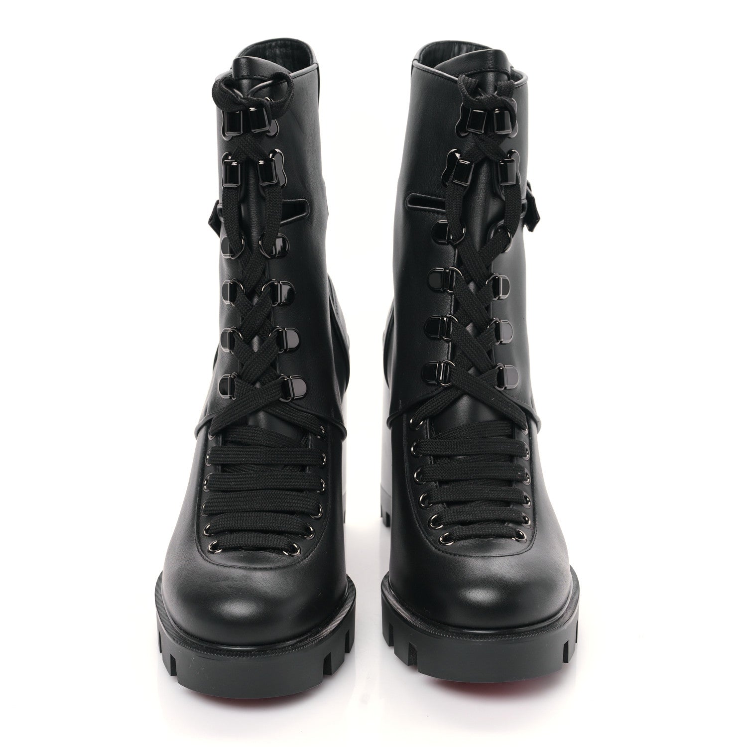 Christian Louboutin Calfskin Macademia 100 Biker Platform Boots 39.5 Black 2 of 8