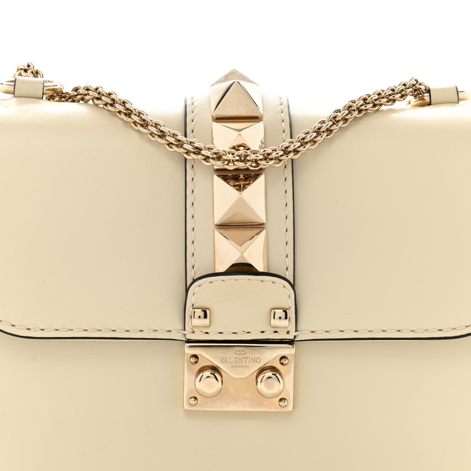 Valentino Garavani Vitello Small Glam Lock Rockstud Flap Ivory 7 of 12