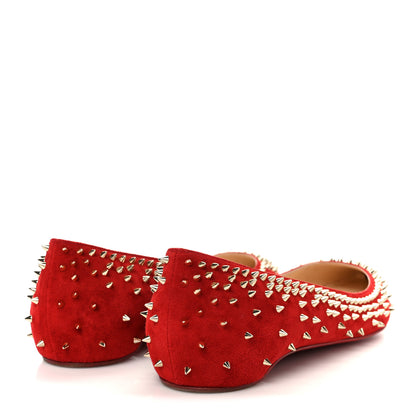 Christian Louboutin Veau Velours Studded Escarpic Flat 41 Rougissime 5 of 10