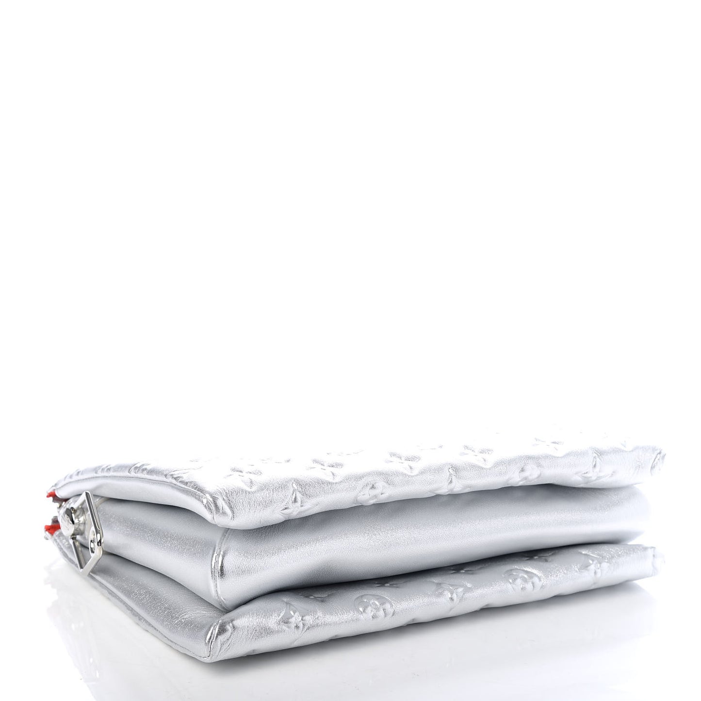 Metallic Lambskin Embossed Monogram Coussin PM Silver