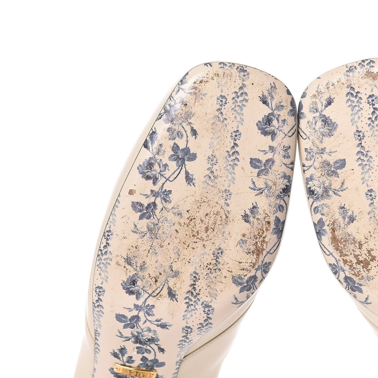 Gucci Malaga Kid GG Victoire 55mm Loafer Pumps 41 Vintage White 11 of 17