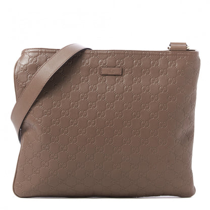 Gucci Guccissima Large Flat Messenger Bag Camelia 1 of 9