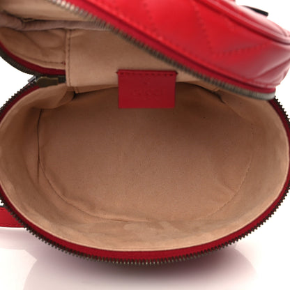 Gucci Calfskin Matelasse Mini GG Marmont Round Backpack Hibiscus Red 5 of 11