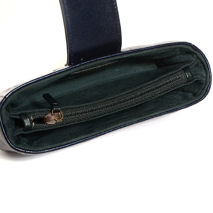 Chanel Lambskin Camellia Embossed Mini Phone Holder Clutch Dark Blue 5 of 7