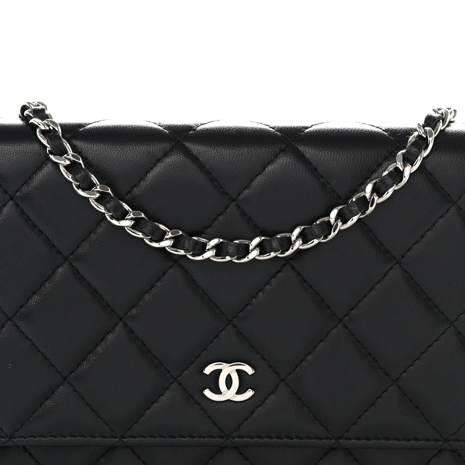 Chanel Lambskin Quilted Wallet On Chain WOC Black 9 of 14