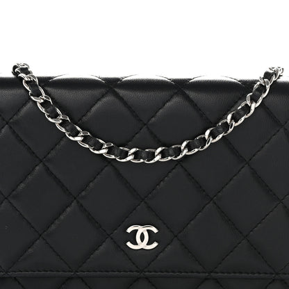 Chanel Lambskin Quilted Wallet On Chain WOC Black 9 of 14