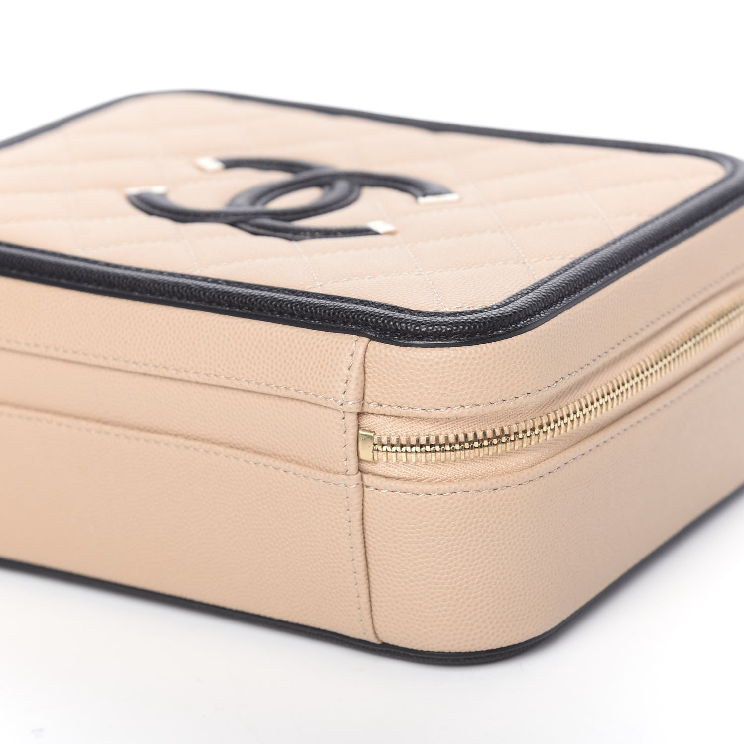 Chanel Caviar Quilted Medium CC Filigree Vanity Case Beige Black 10 of 11