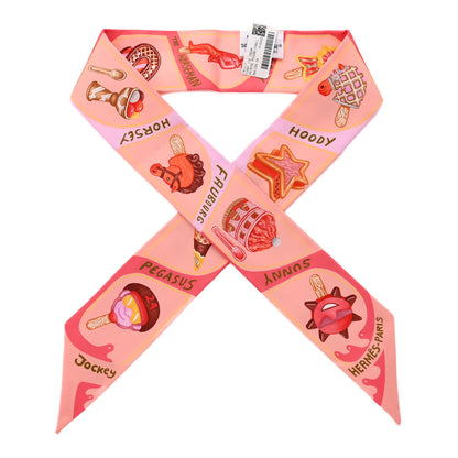 Hermes Silk Funny Ice Cream Twilly Rose Poudre Corail 1 of 4