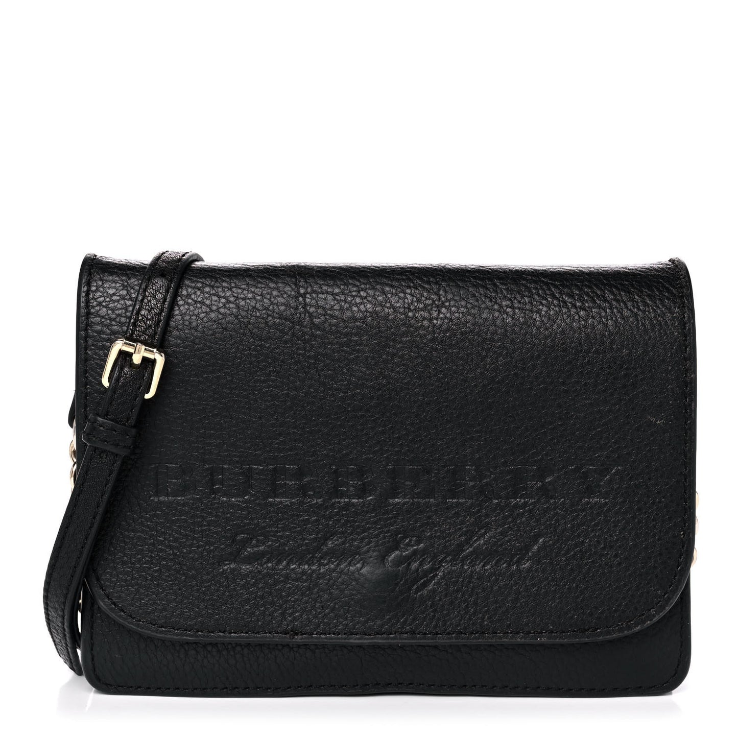 Soft Grain Embossed Hampshire Wallet on Chain Black