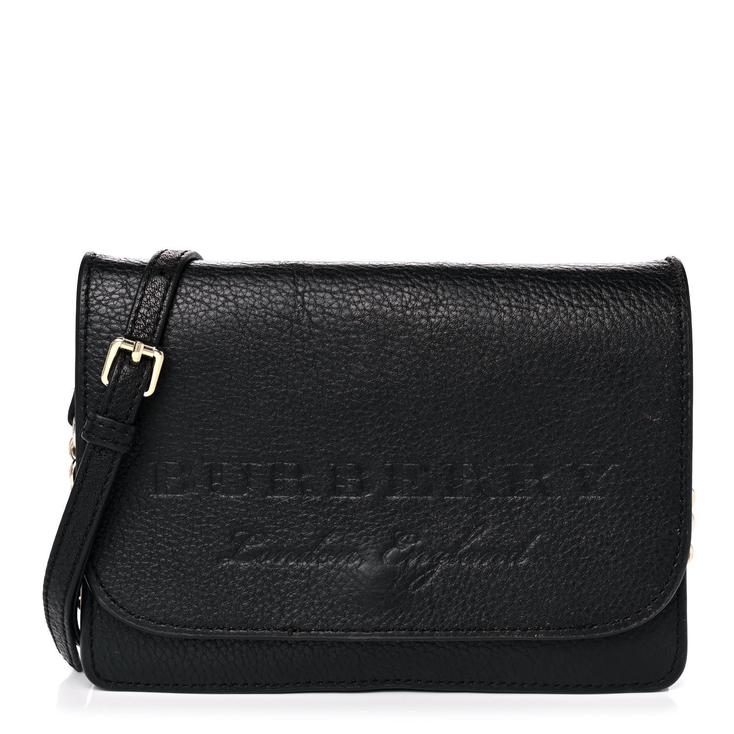Burberry Soft Grain Embossed Hampshire Wallet on Chain Black 1 of 19