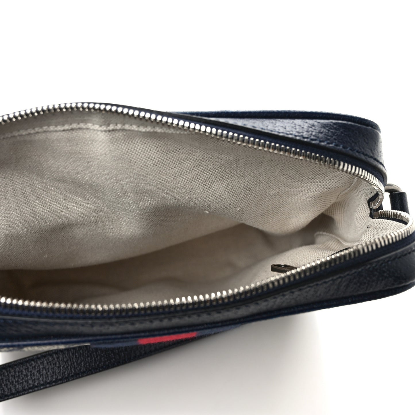 GG Supreme Monogram Textured Dollar Calfskin Web Small Ophidia Messenger Bag Beige Blue