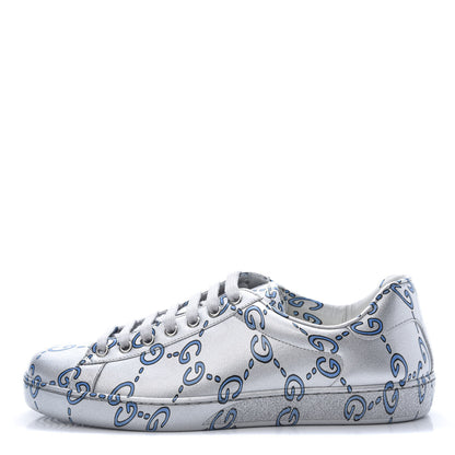 Gucci Miro Rubber Wax GucciGhost Print Mens New Ace Sneakers 7.5 Silver 1 of 8