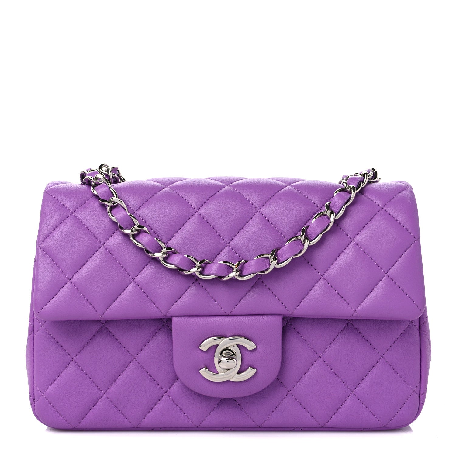 Chanel Lambskin Quilted Mini Rectangular Flap Purple 1 of 9