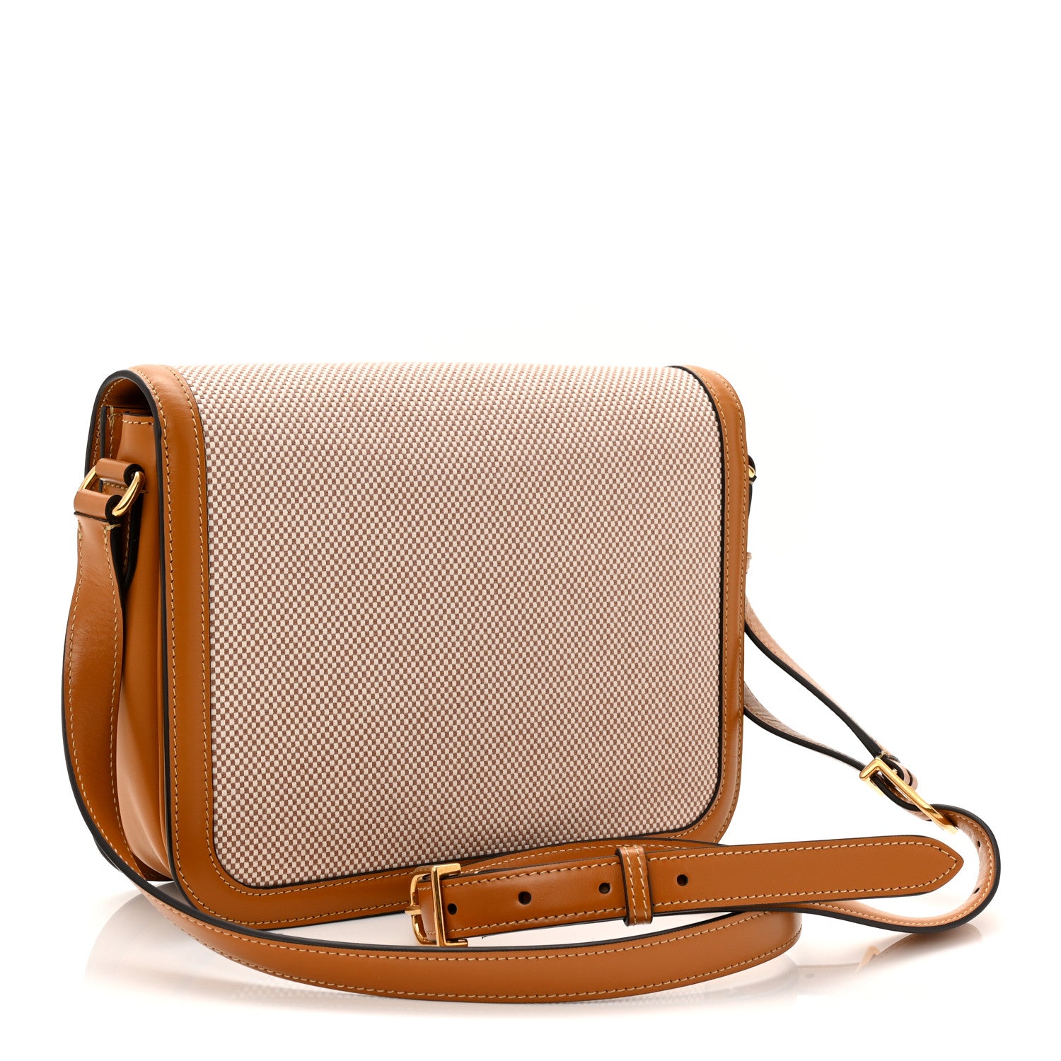 Valentino Garavani Smooth Calfskin Canvas 9to5 Shoulder Bag Natural Golden 3 of 9
