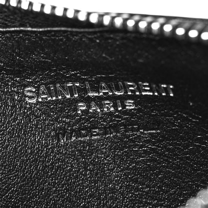 Saint Laurent Monogram Grain de Poudre 5 Fragments Zip Pouch Card Holder Black 6 of 11