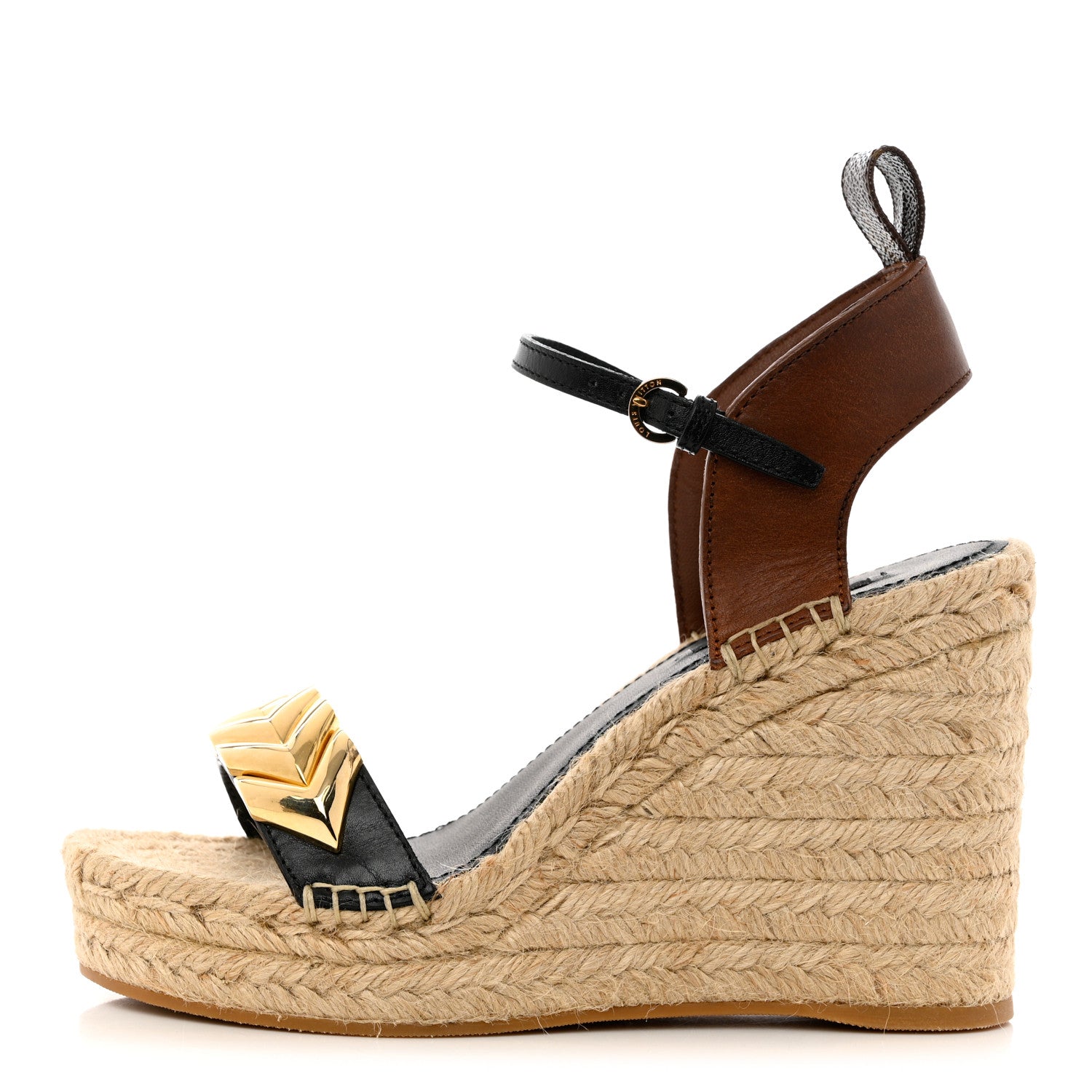 Louis Vuitton Calfskin Spring Hill Espadrille Wedge Sandals 36.5 Brown 1 of 11