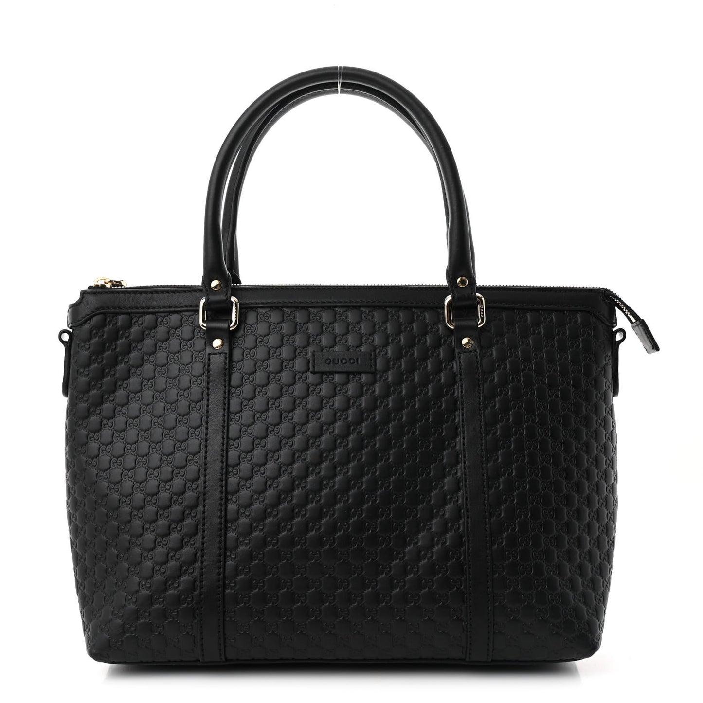 Soft Microguccissima Small Zippered Satchel Black