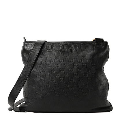 Gucci Guccissima Medium Flat Messenger Bag Black 1 of 10