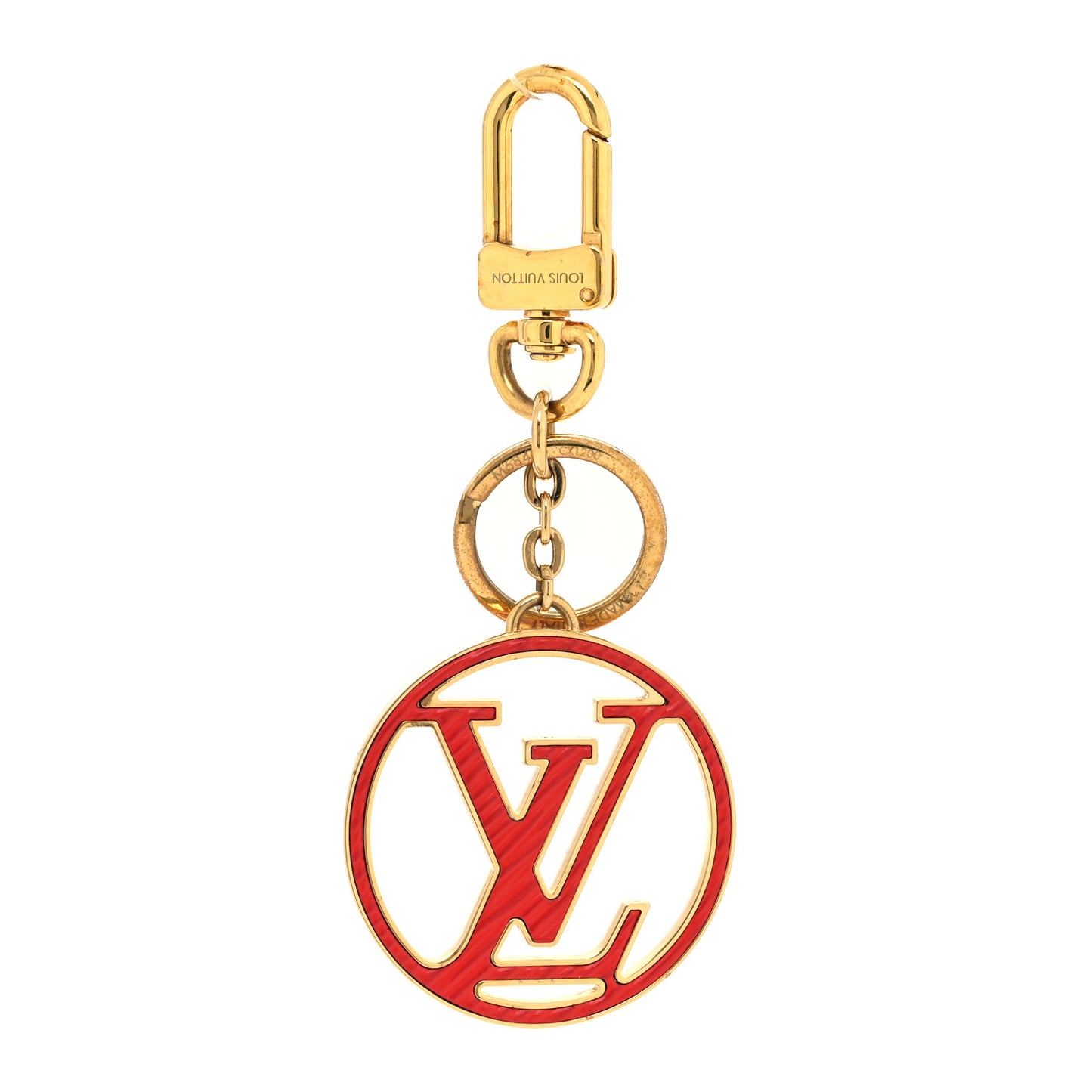 LV Circle Bag Charm Key Holder Pink Red