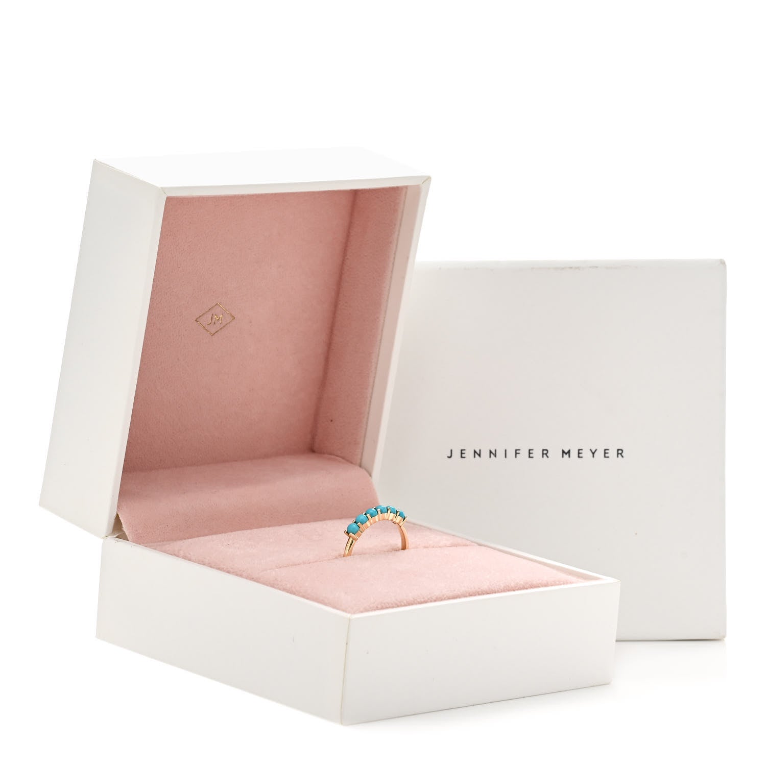 Jennifer Meyer 18K Yellow Gold Turquoise 4 Prong Ring 55 7.25 5 of 5