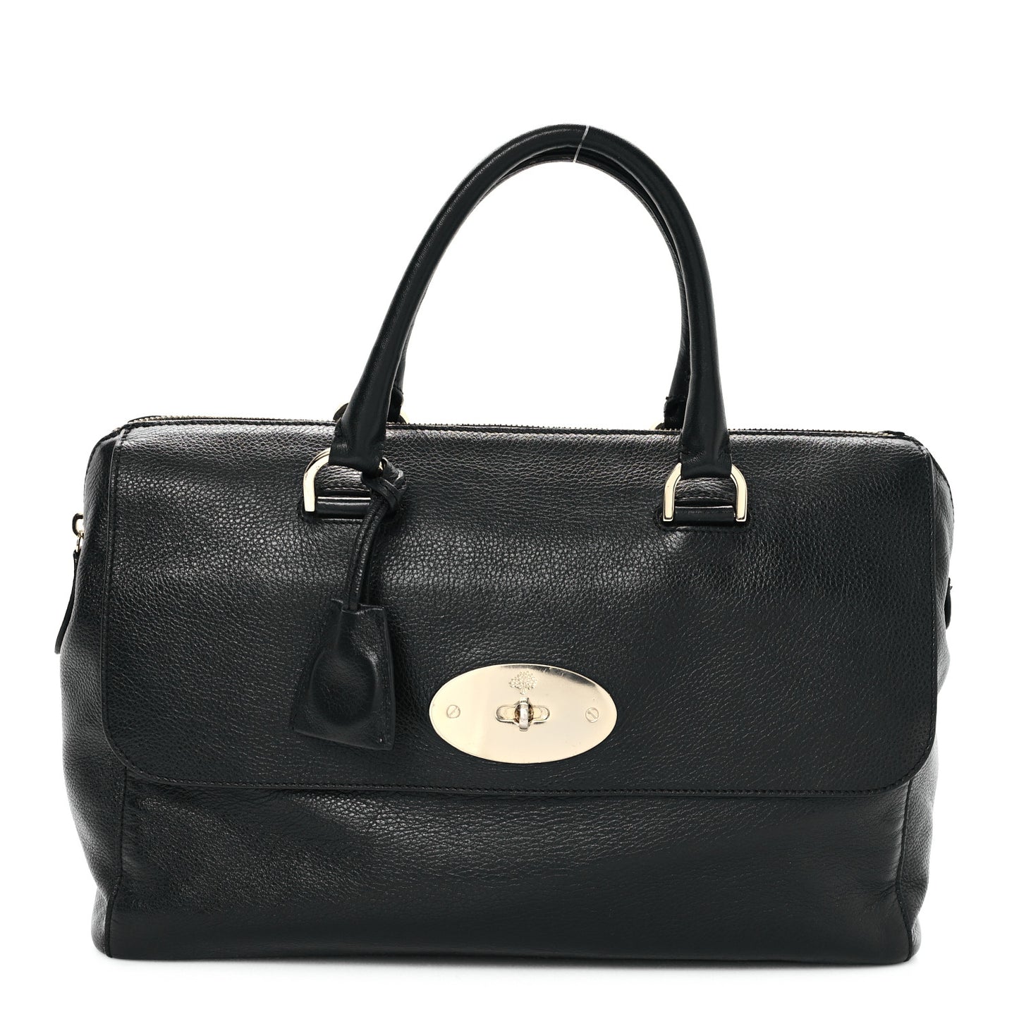 Glossy Goatskin Medium Del Rey Satchel Black