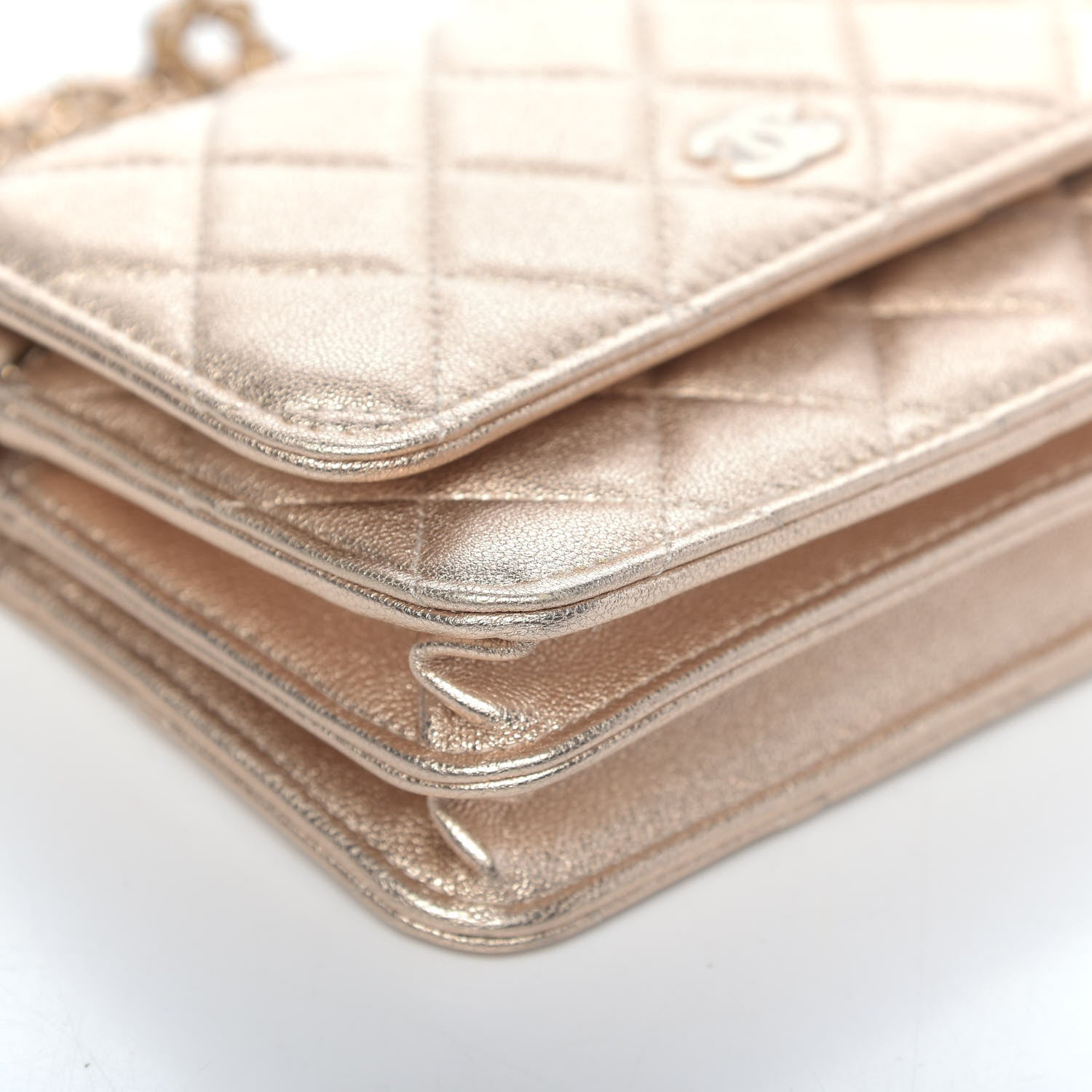 Chanel Metallic Lambskin Quilted Mini Wallet On Chain WOC Gold 8 of 11