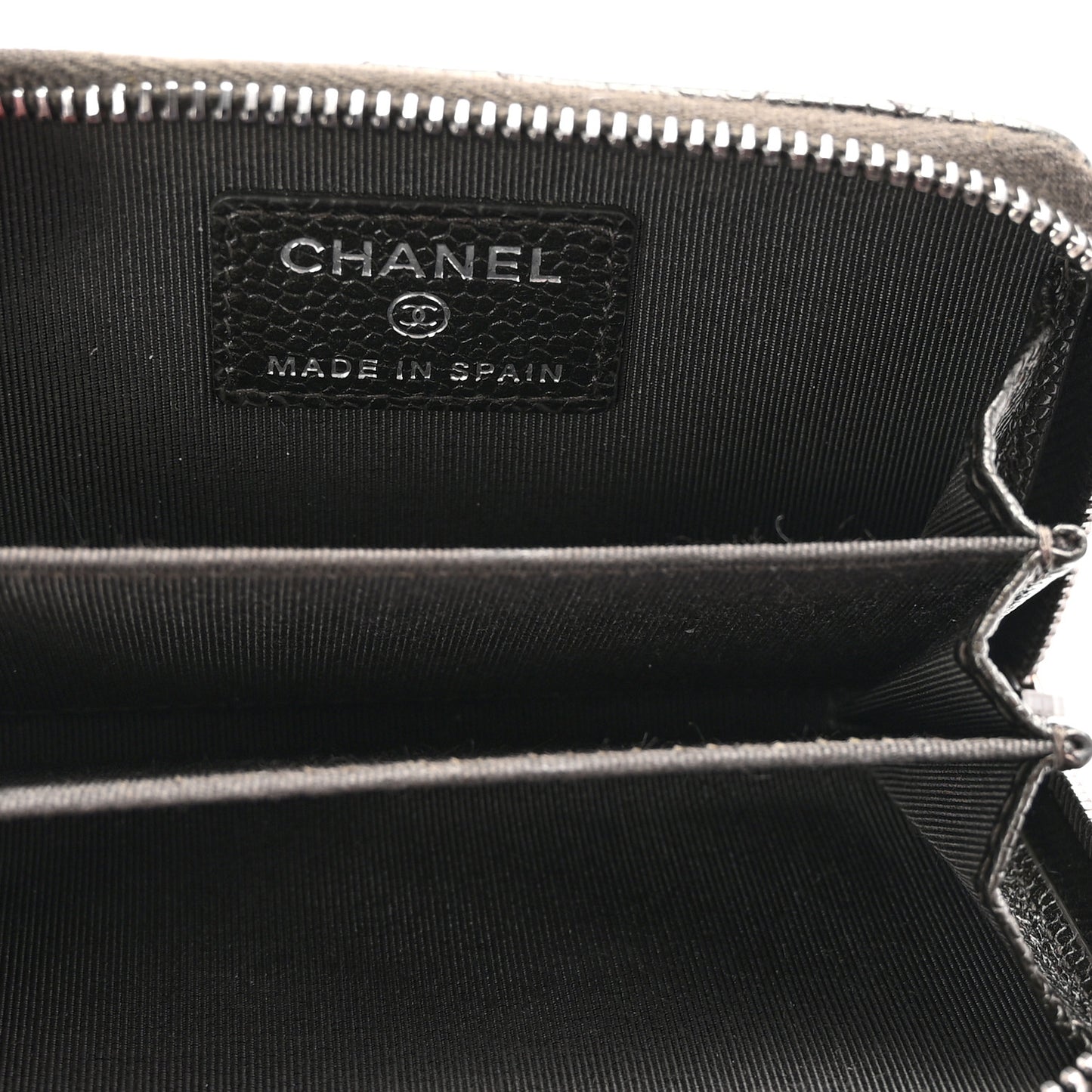 Caviar Quilted Zip Coin Purse Dark Charcoal